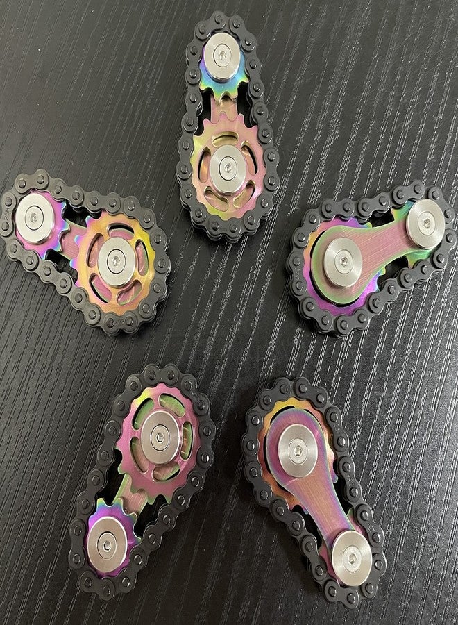 Bitopbi Stainless Steel Sprocket Fidgets Chain Fidget Cube Gears Linkage Bike Chain Novelty Fidget Block Kinetic Desk Toy Metal EDC Focus Meditation Break Bad Habits ADHD (Colorful+Black) - Image 3